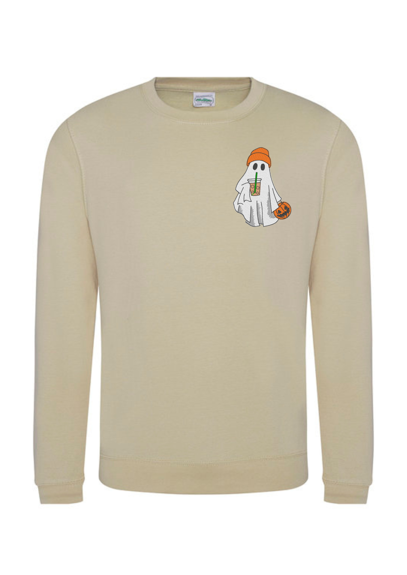 Sweatshirt - Ghost with Coffee, Burnt Orange, Sand, Steel Gray, Chocolate Brown