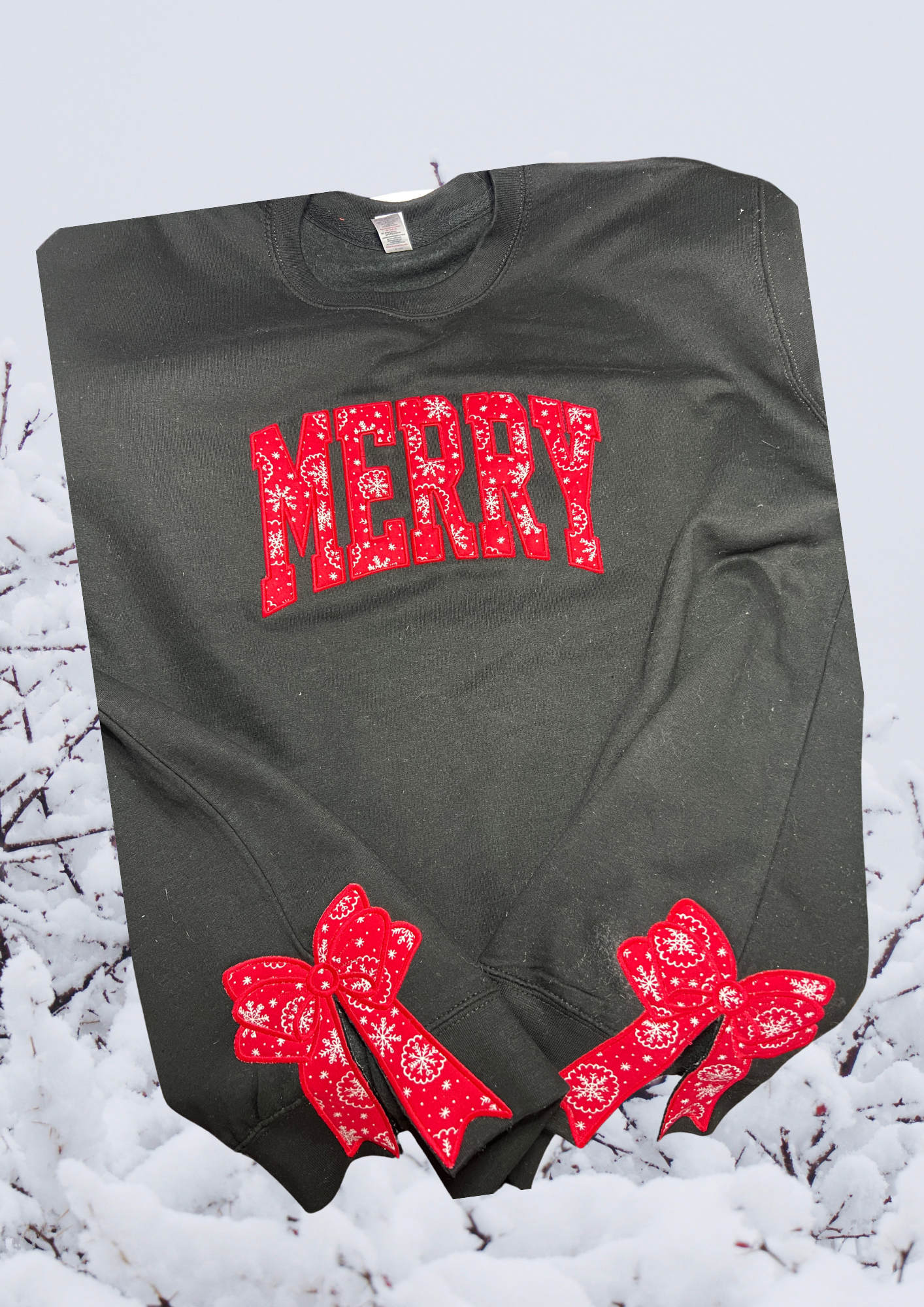 Sweatshirt - MERRY with Bows, Black