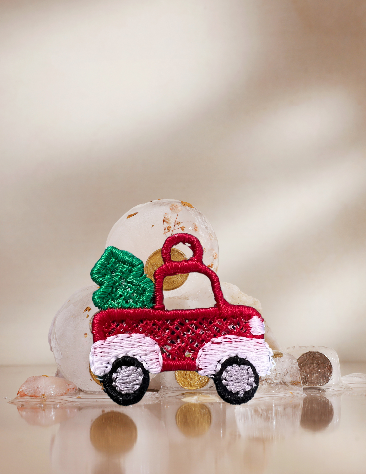 Earrings - Embroidered Christmas Truck