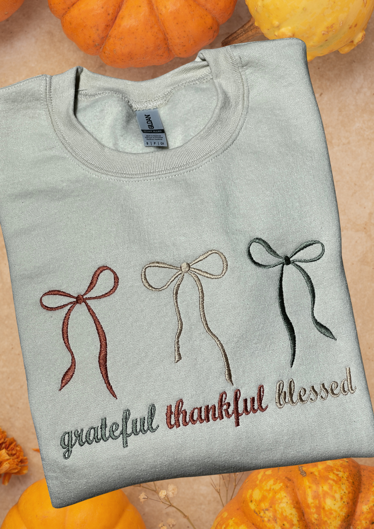 Sweatshirt - Grateful, Thankful, Blessed, Sand