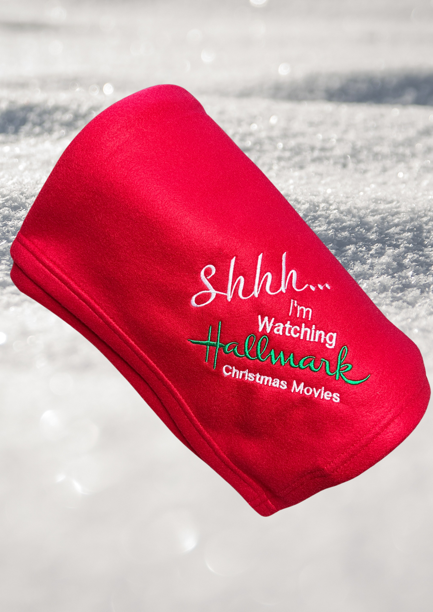 Fleece Blanket, Watching Christmas Movies, red