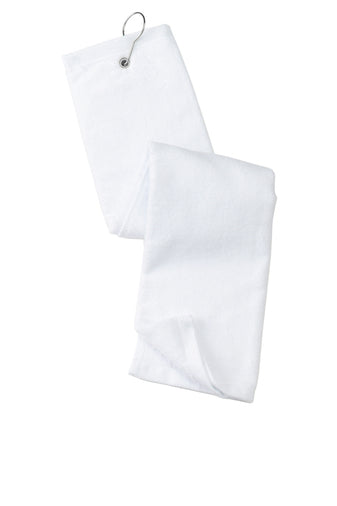 Golf Towel - White w/ Embroidered Ball & Tee