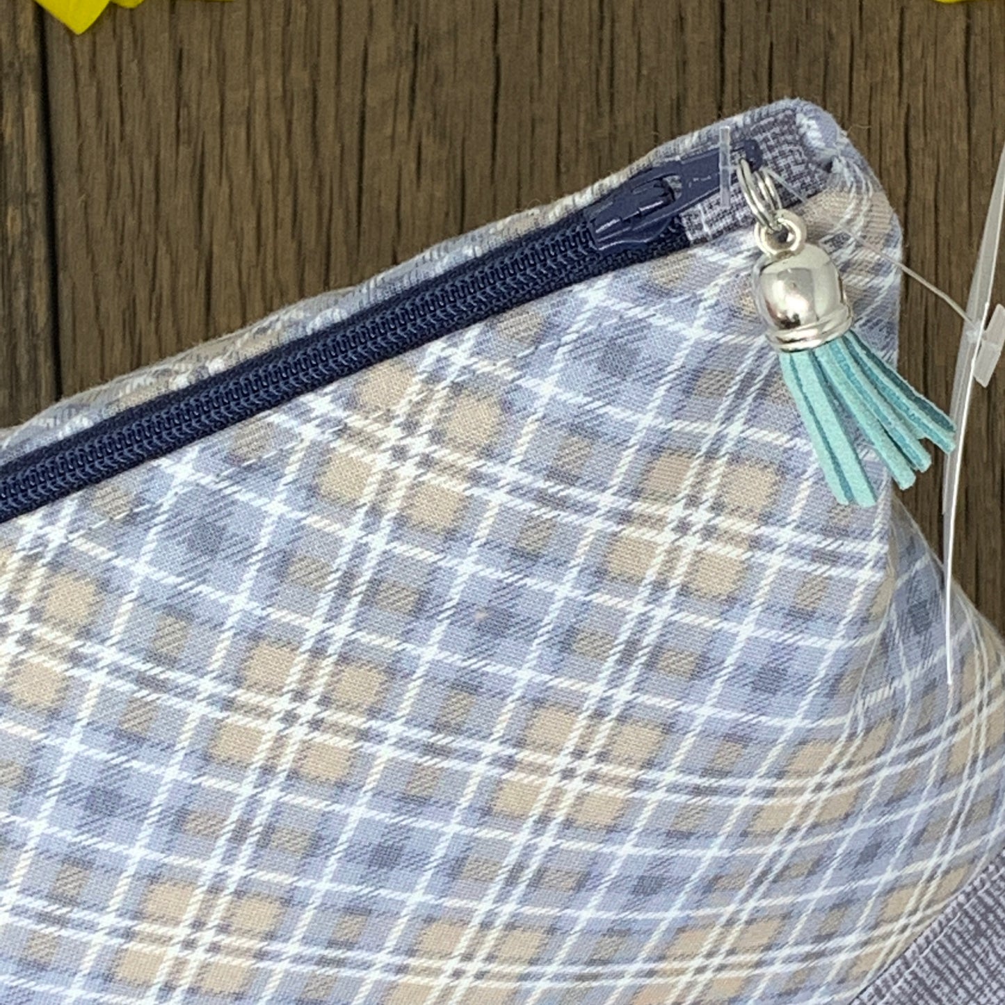 Zipper Bag - Gray Plaid, Medium