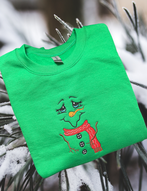 Sweatshirt - Snowman /Kelly Green