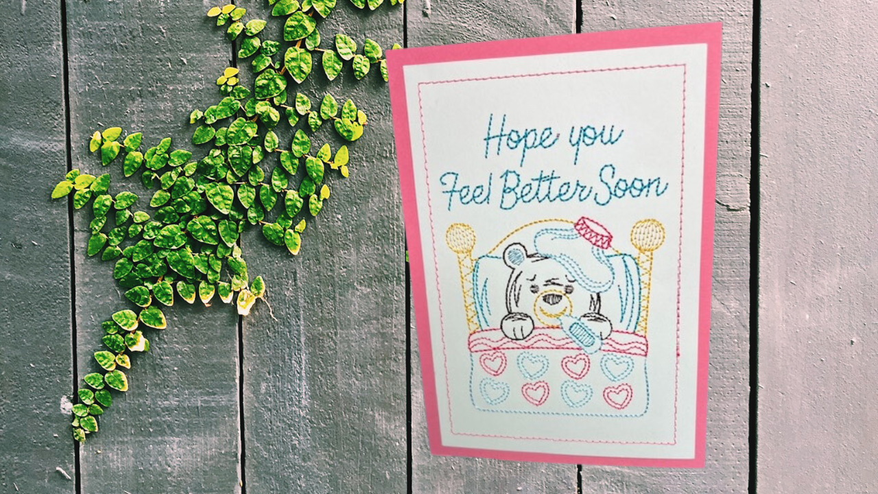 Greeting Card - Feel Better Bear, Pink