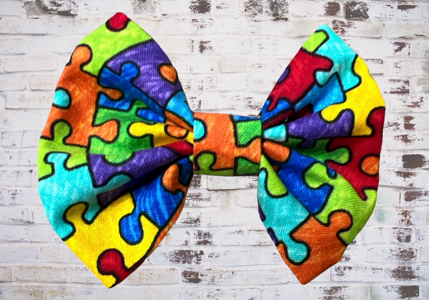 Hair Bow, 4"  Autism Puzzle Hair Bow