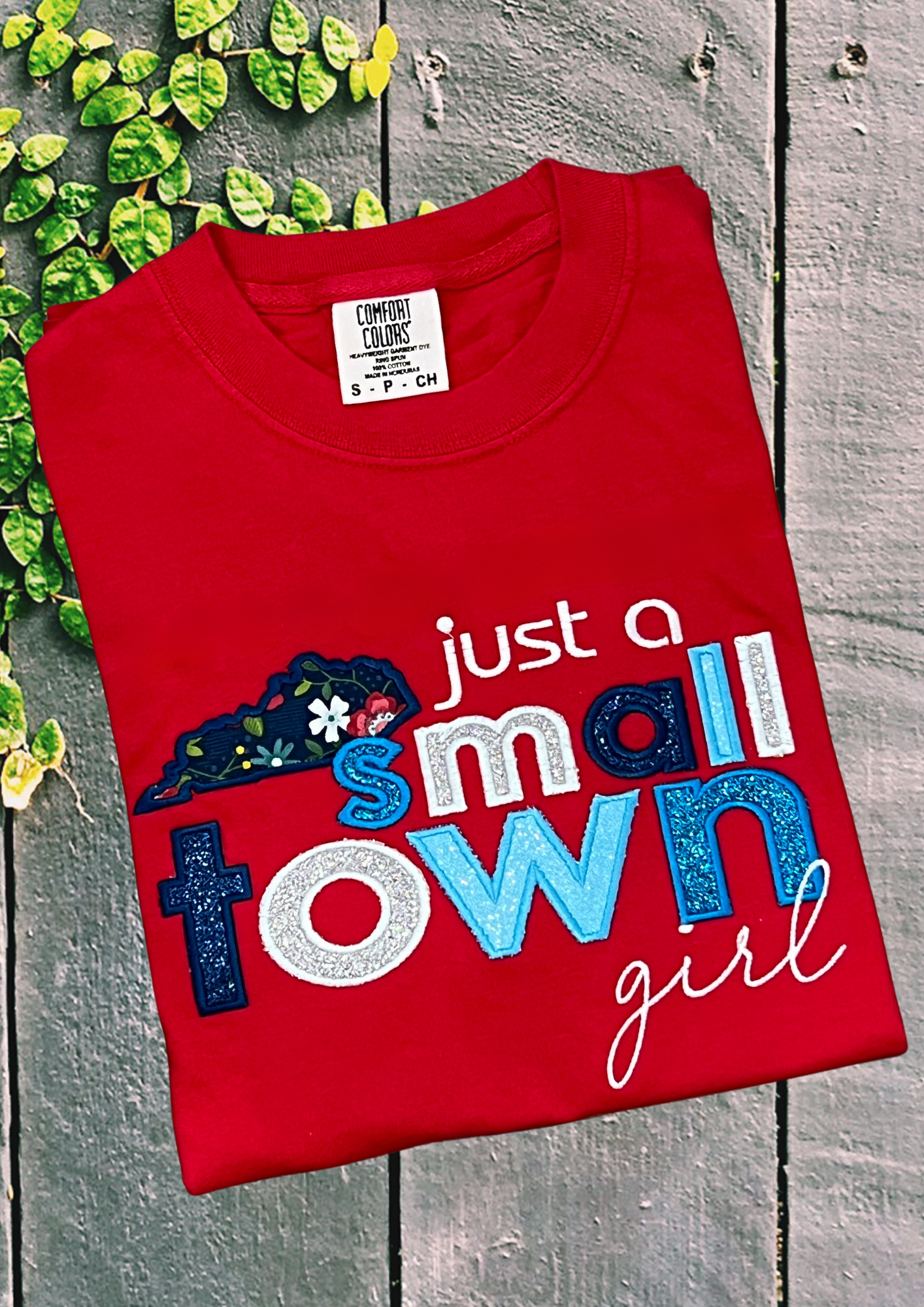 Short Sleeve Tshirt - Just a Small Town Girl, Red, White or Navy