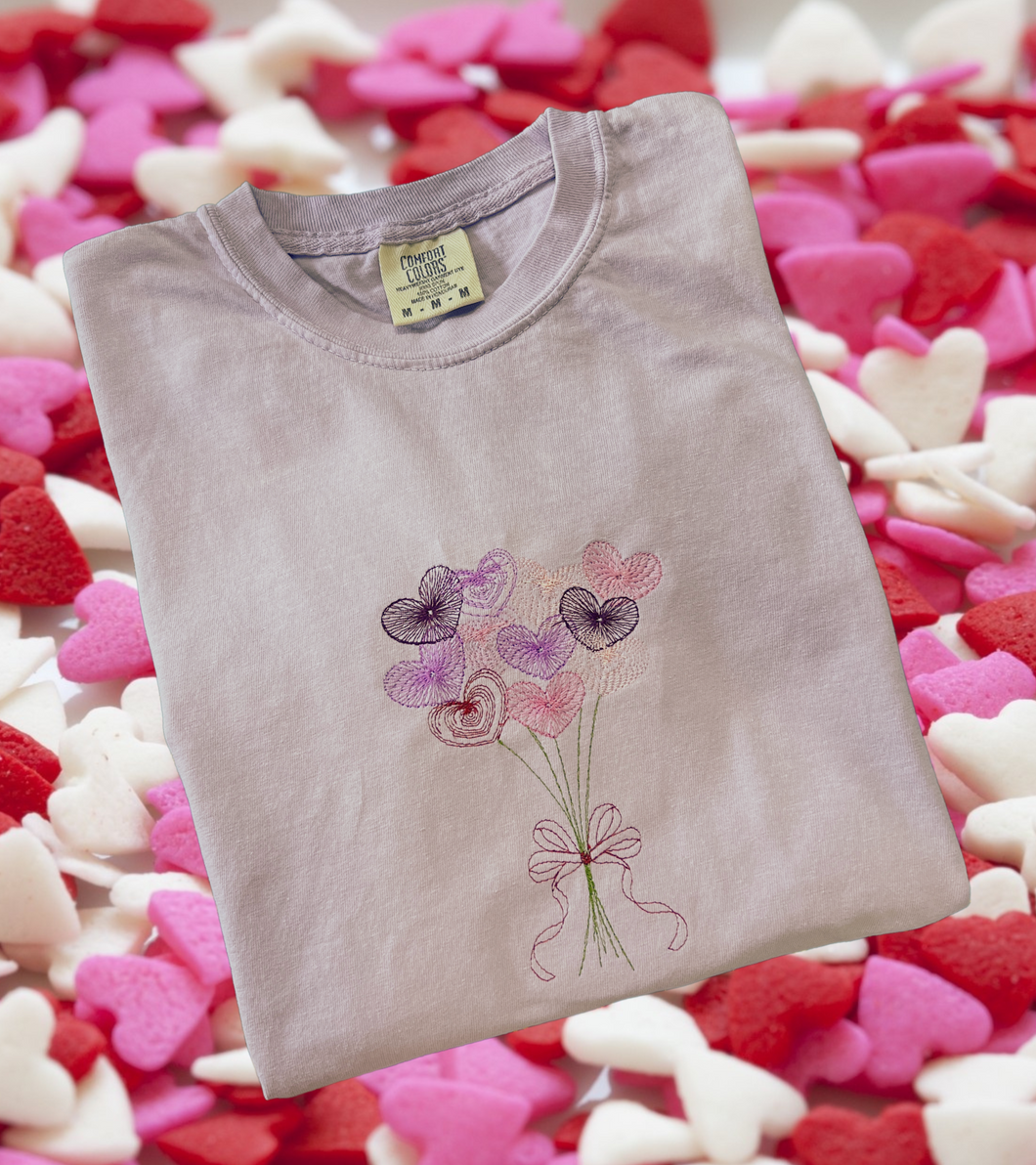 Long Sleeve Tshirt - Heart Bouquet, Lavender