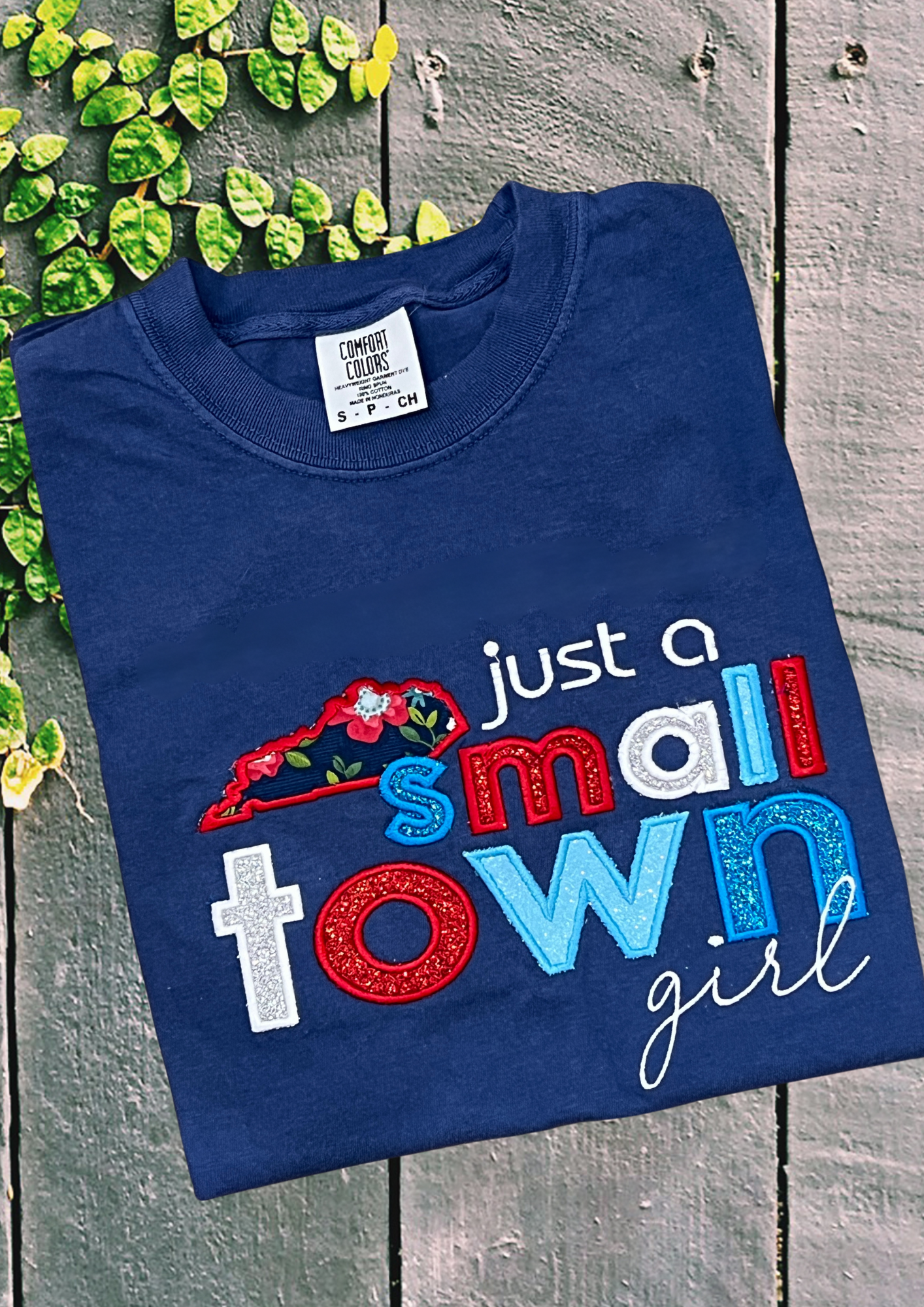 Short Sleeve Tshirt - Just a Small Town Girl, Red, White or Navy