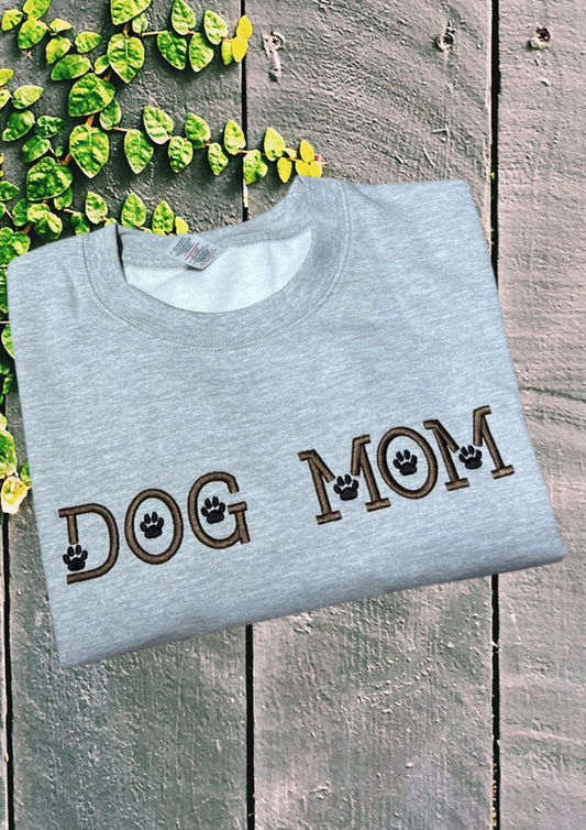 Sweatshirt - DOG MOM with Paw Prints, Ash Gray