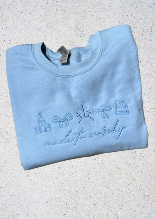 Sweatshirt - Made to Worship, Light Blue