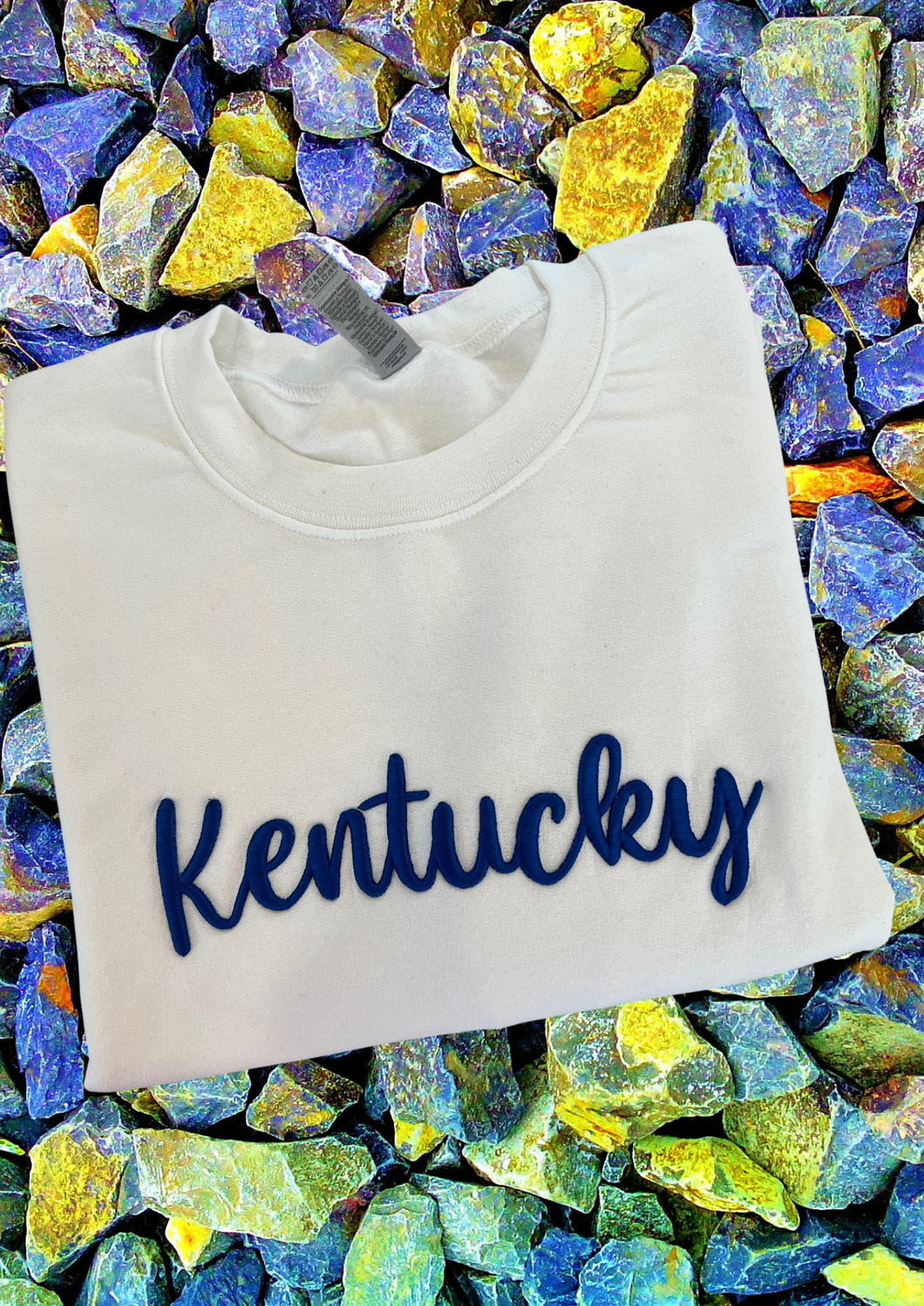 Puffy Letter Sweatshirt - Kentucky, White