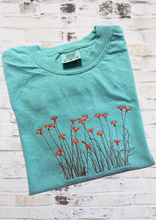 Load image into Gallery viewer, Short Sleeve Tshirt - Red Wildflowers, Seafoam
