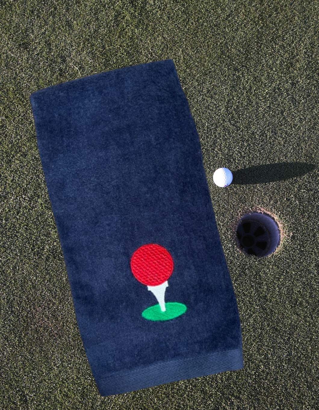 Golf Towel - Navy w/ Embroidered Ball & Tee