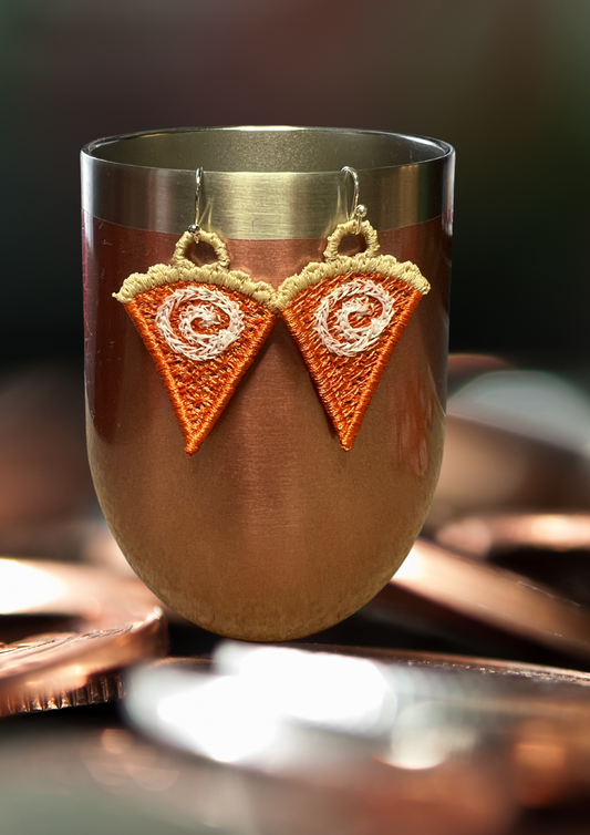 Earrings - Embroidered Pumpkin Pie