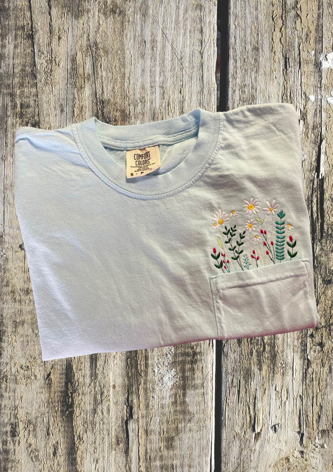 Short Sleeve Tshirt - Wildflowers, Chambray