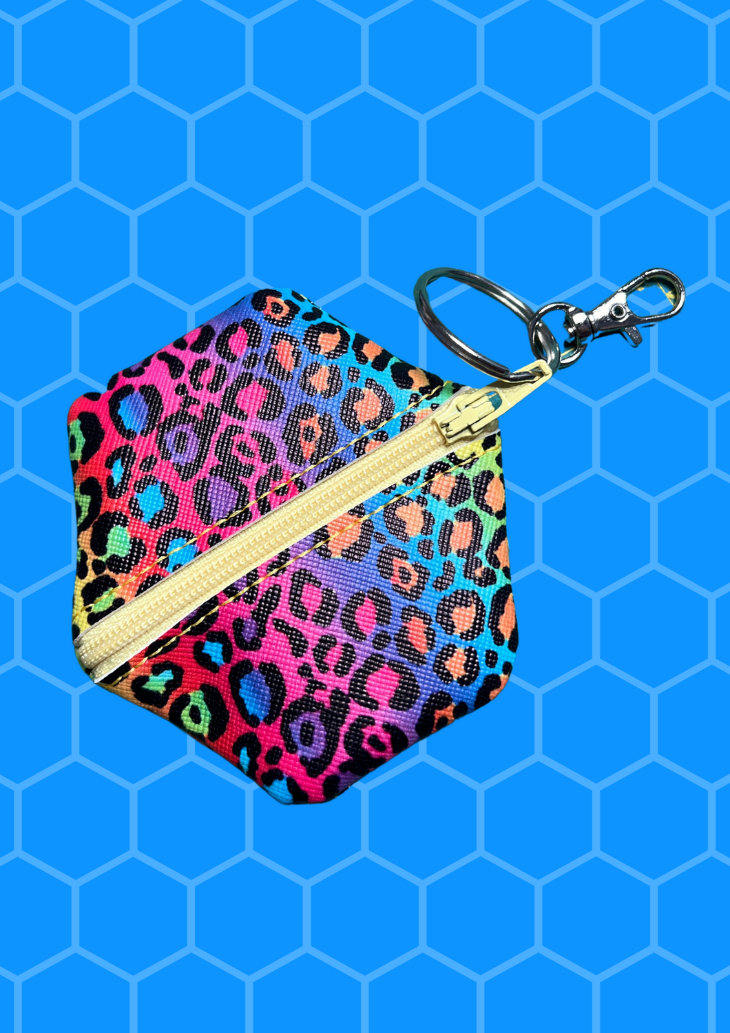 Coin Pouch, Key Fob - Leopard, Yellow