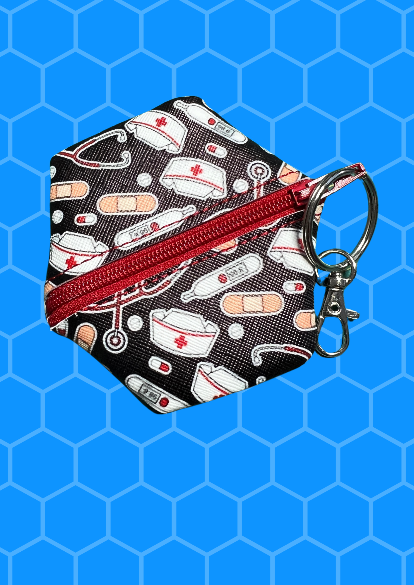 Coin Pouch, Key Fob - Nursing, Cranberry