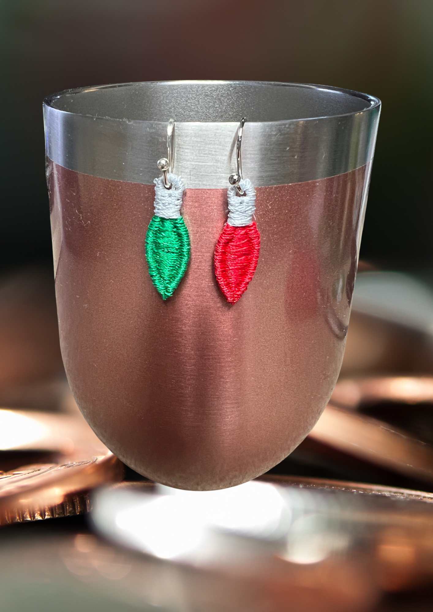 Earrings - Embroidered Tree Lights