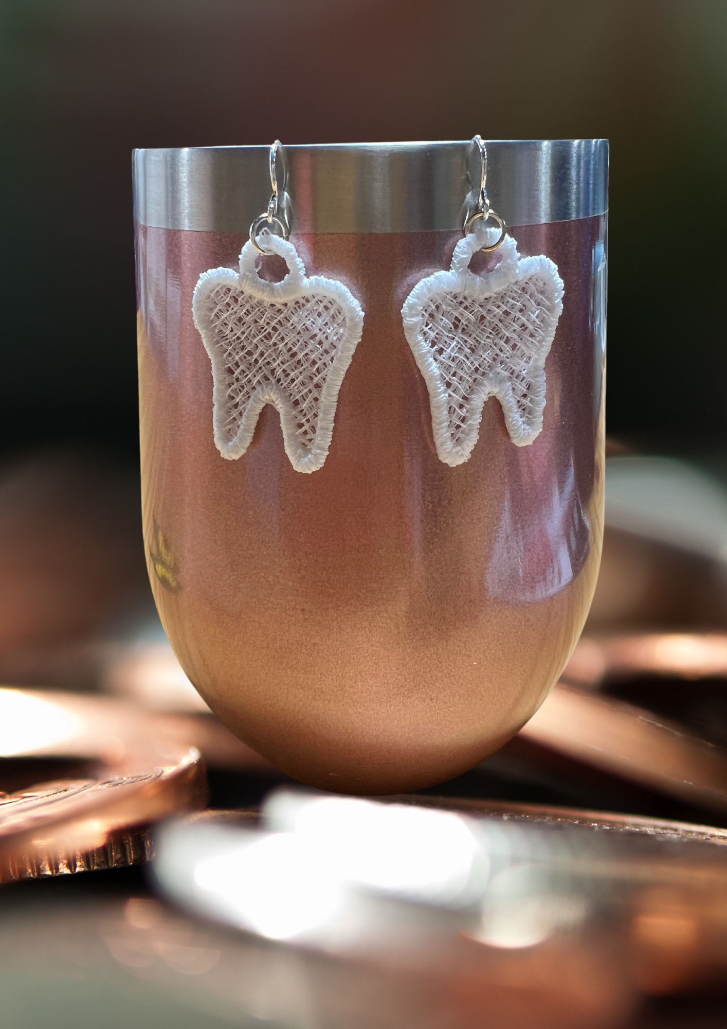 Earrings - Embroidered Teeth