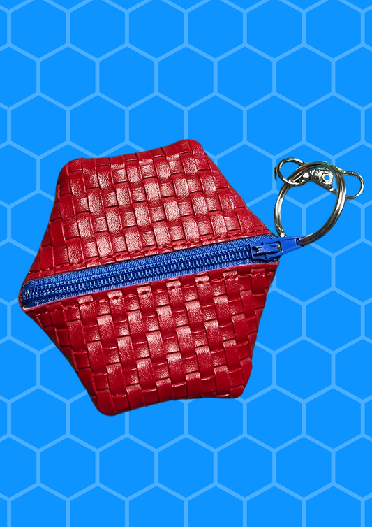 Coin Pouch, Key Fob - Red Woven, Royal