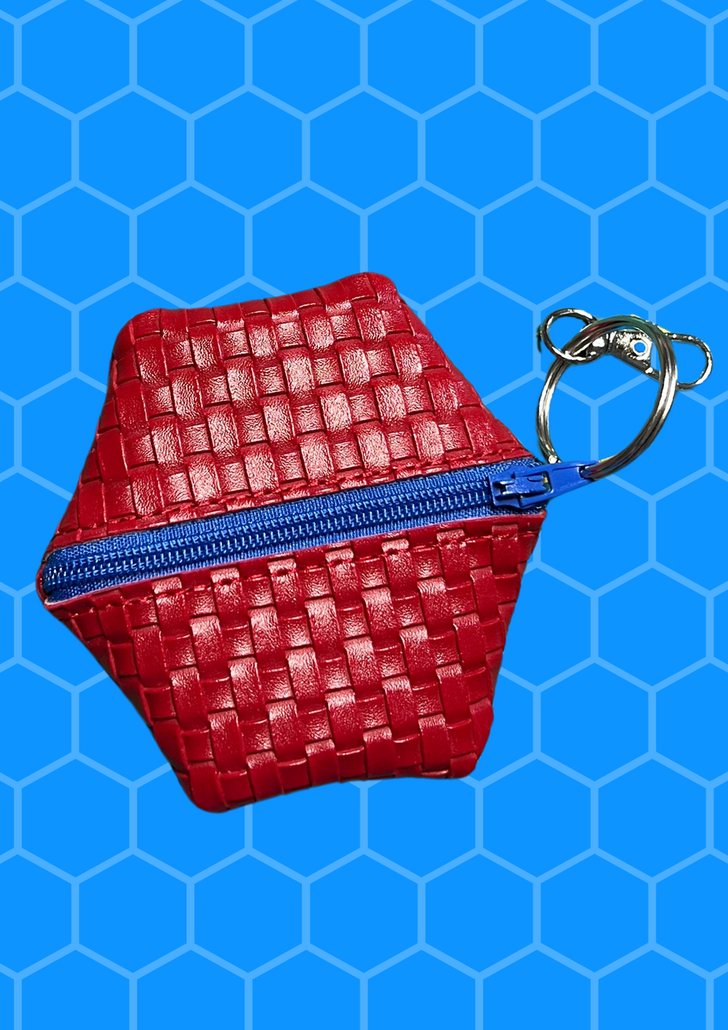 Coin Pouch, Key Fob - Red Woven, Royal