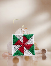 Load image into Gallery viewer, Earrings - Embroidered Christmas Quilt Block
