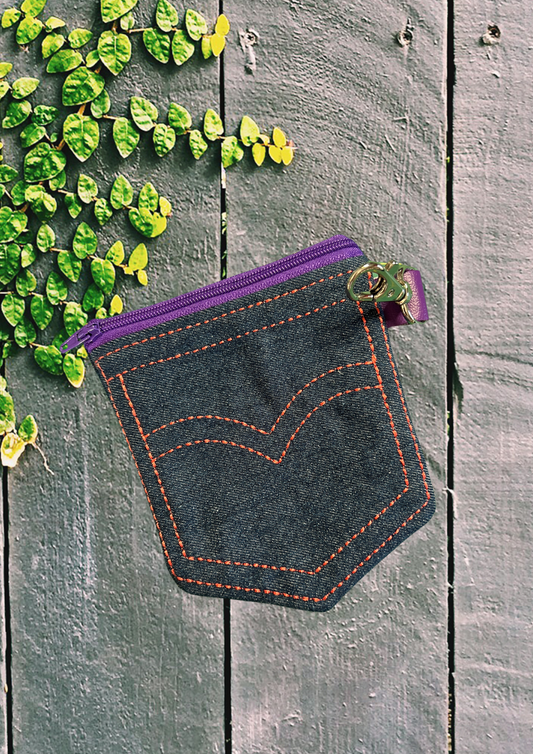 Denim Pocket with Zipper, Purple