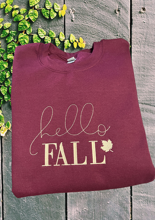 Sweatshirt - Hello Fall/Cranberry