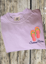 Load image into Gallery viewer, Short Sleeve Tshirt - Summer Vibes Flip Flops, Orchid
