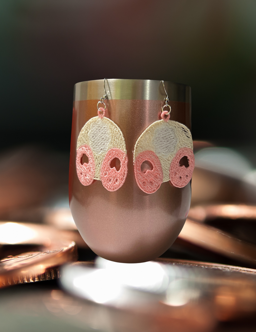 Earrings - Embroidered Bunny Butt