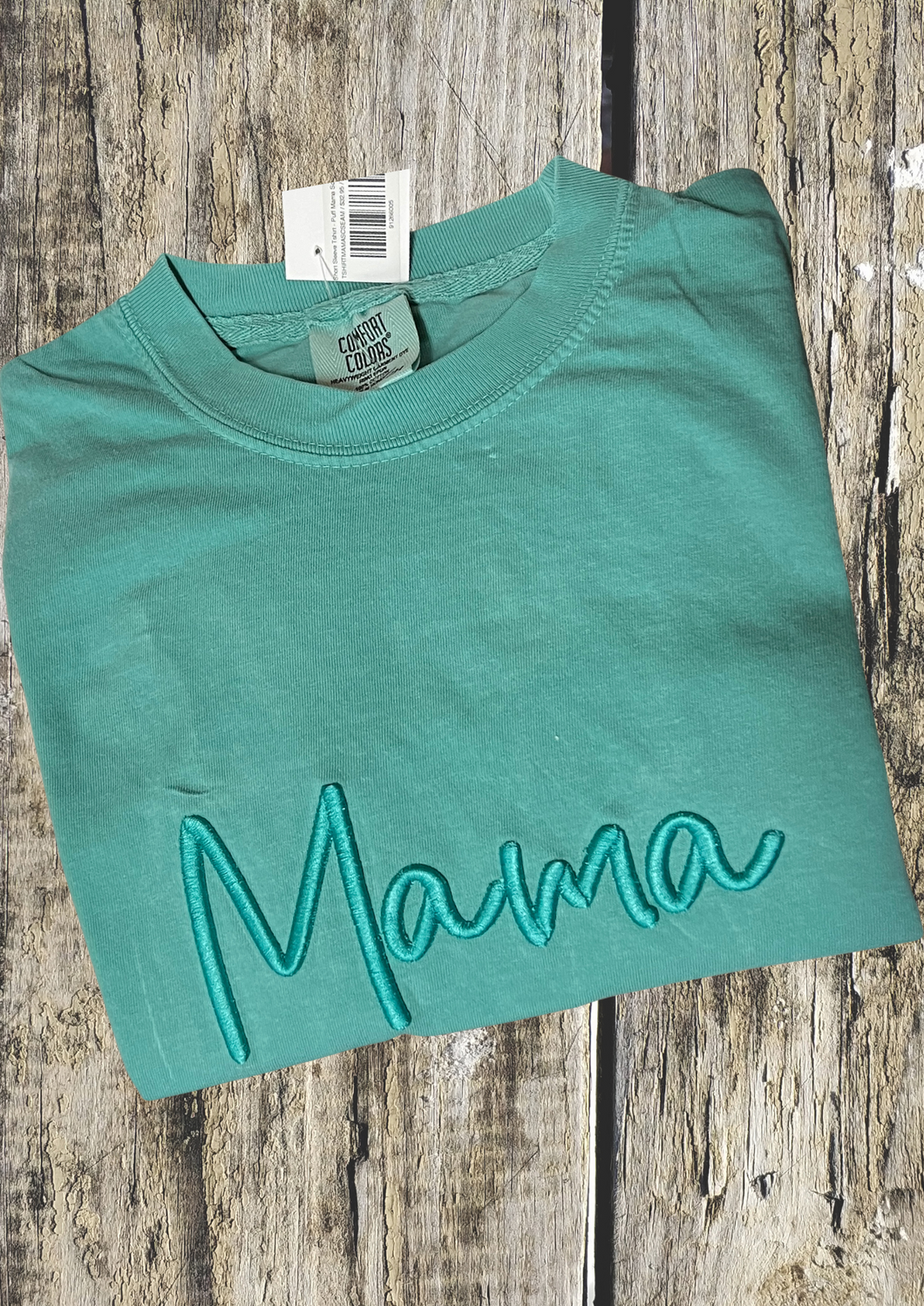 Short Sleeve Tshirt - Puff Mama Script, Seafoam