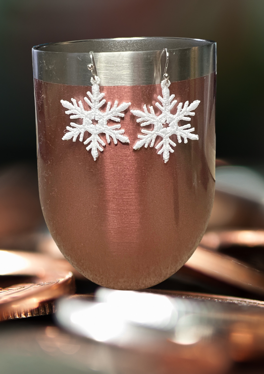 Earrings - Embroidered Snowflake