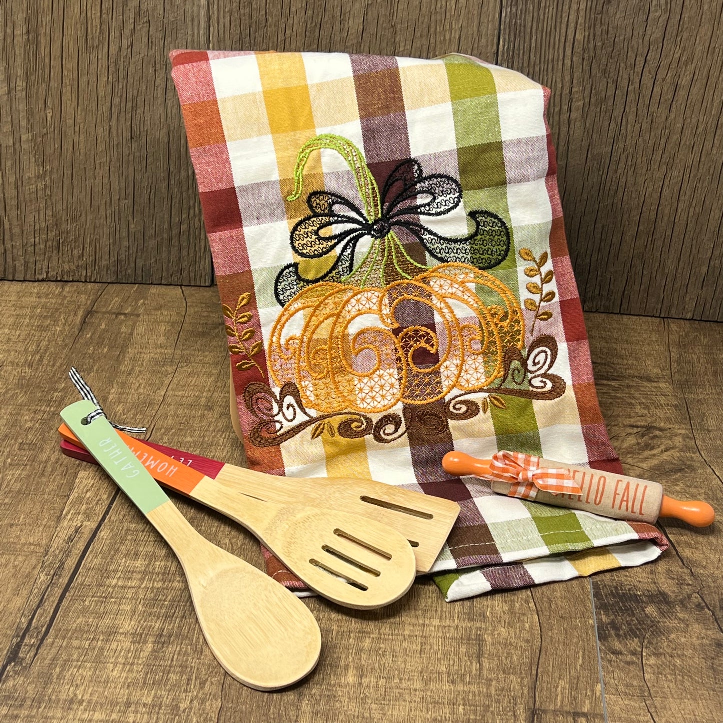 Kitchen Towel - Plaid Large Pumpkin