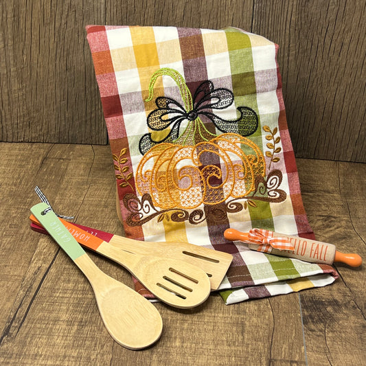 Kitchen Towel - Plaid Large Pumpkin