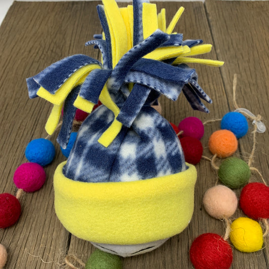 Snowball Beanie - Yellow Blue Plaid