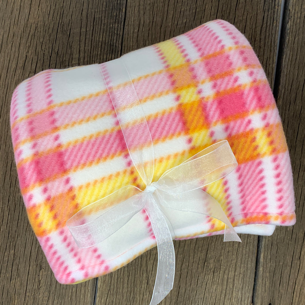 Fleece Baby Blanket - Pink Plaid