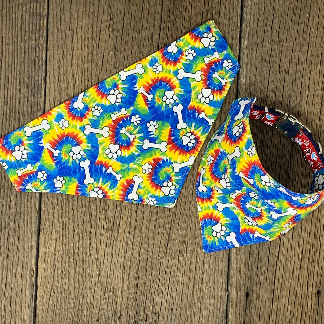 Dog Bandana - Bright Tie Dye, personalized