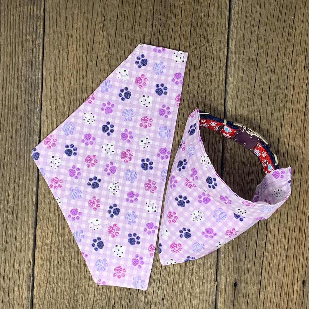 Dog/Cat Bandana - Purple Paws, personalized