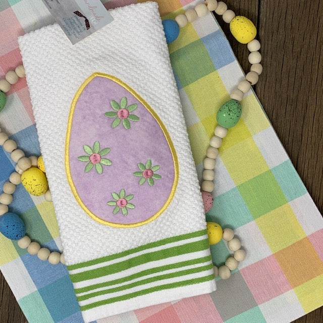 Kitchen Towel - Purple Easter Egg/Green Flowers