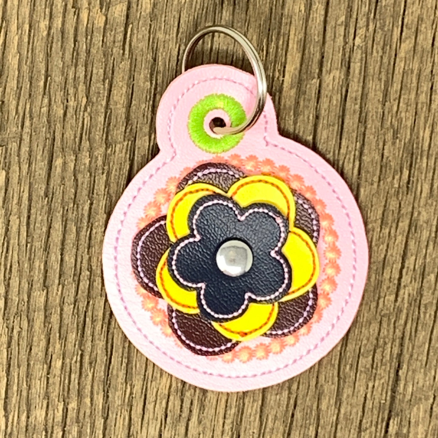 Key Fob - 3D Floral Key Fob, Pink