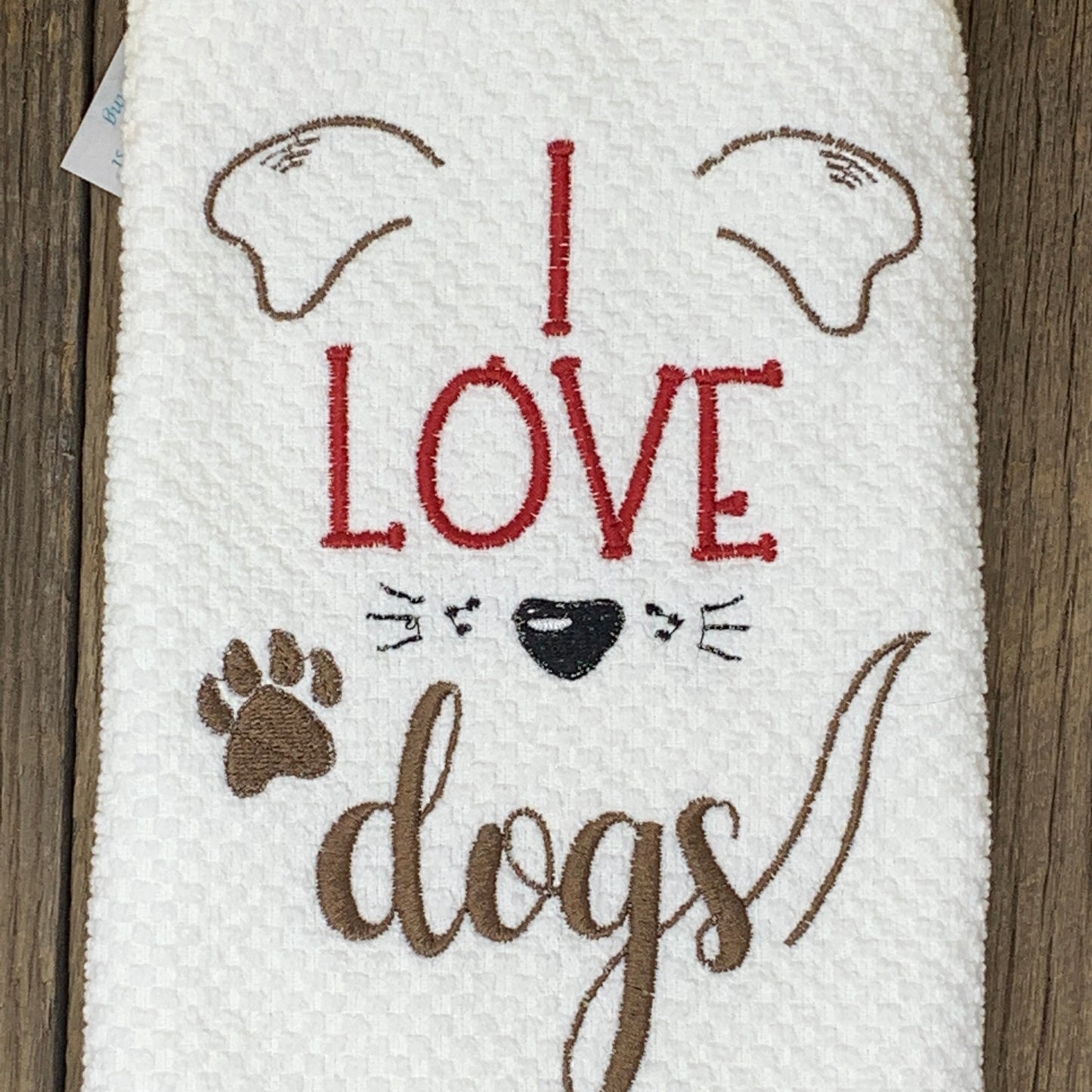 Kitchen Towel - I Love Dogs Green