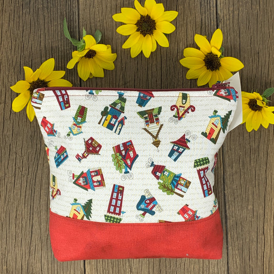 Zipper Bag - Red Houses, Medium