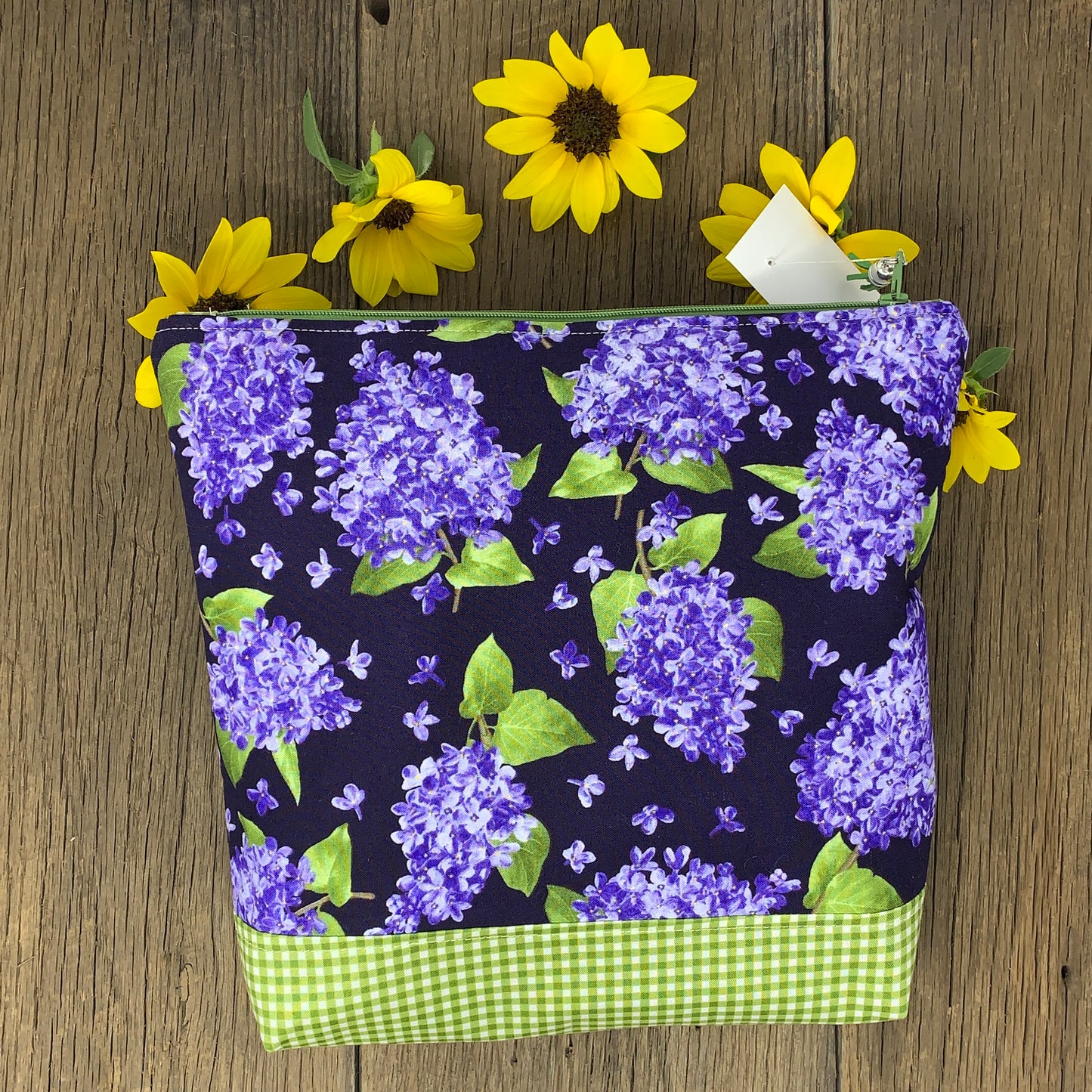 Zipper Bag - Green Purple Floral, Large