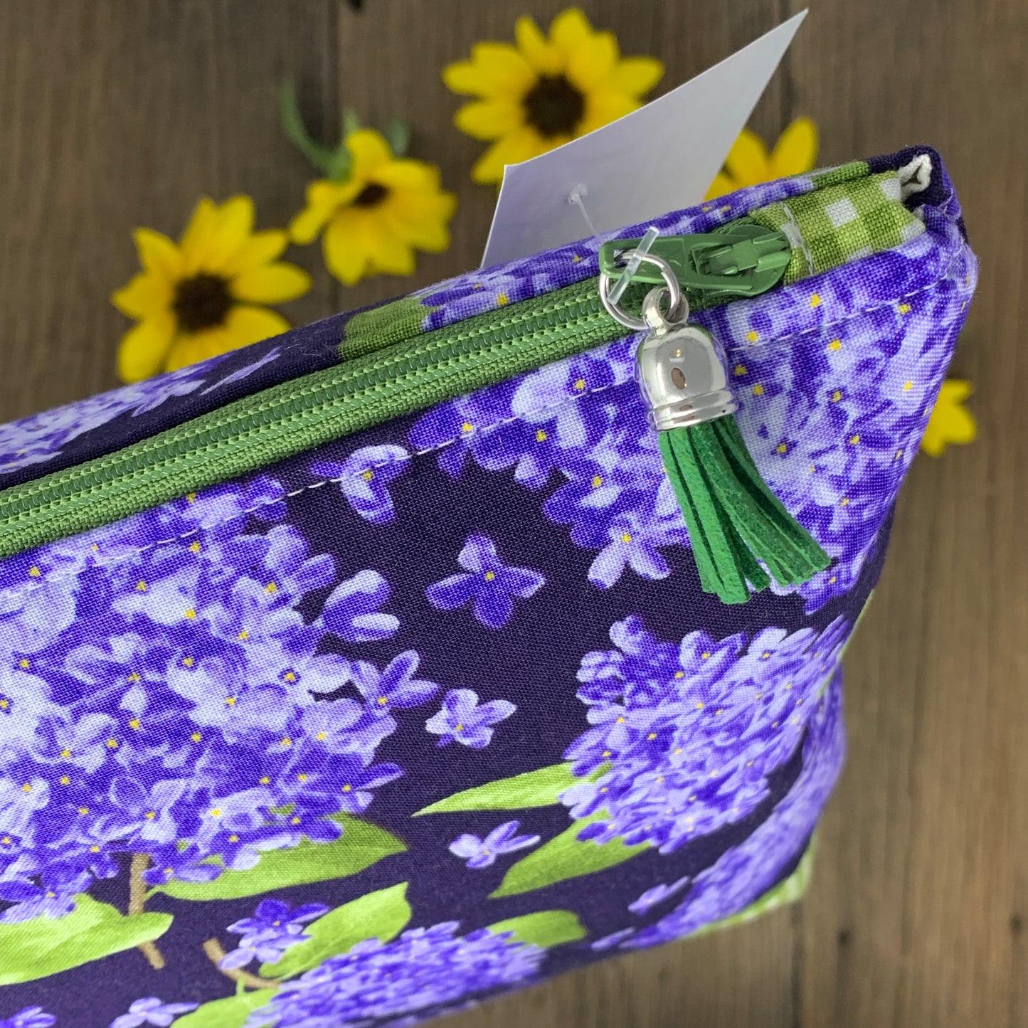 Zipper Bag - Green Purple Floral, Large