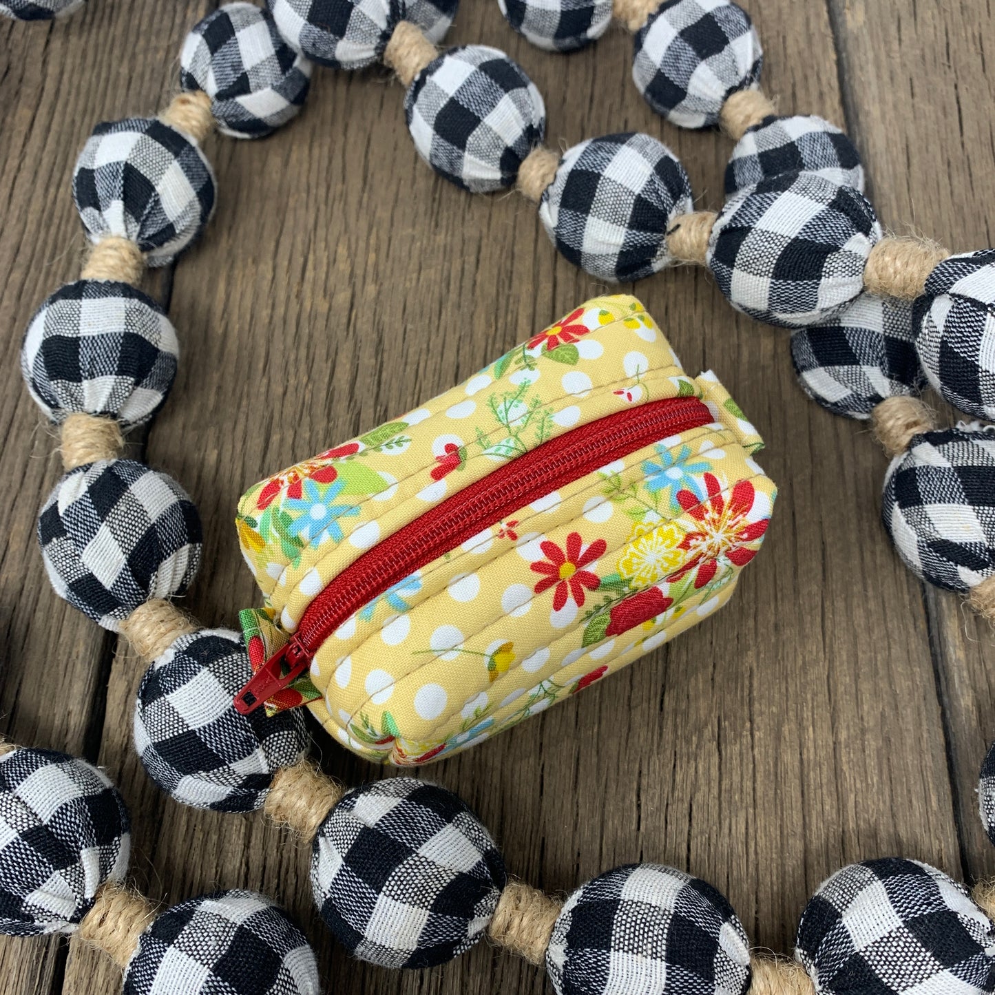 Zipper Bag - Itty Bitty Boxy Pouch, Yellow Floral