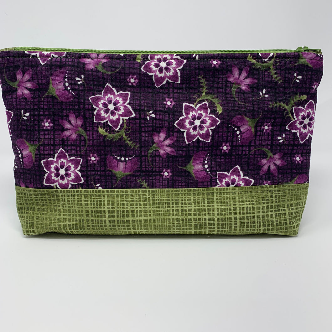 Zipper Bag, Green Purple Rectangle
