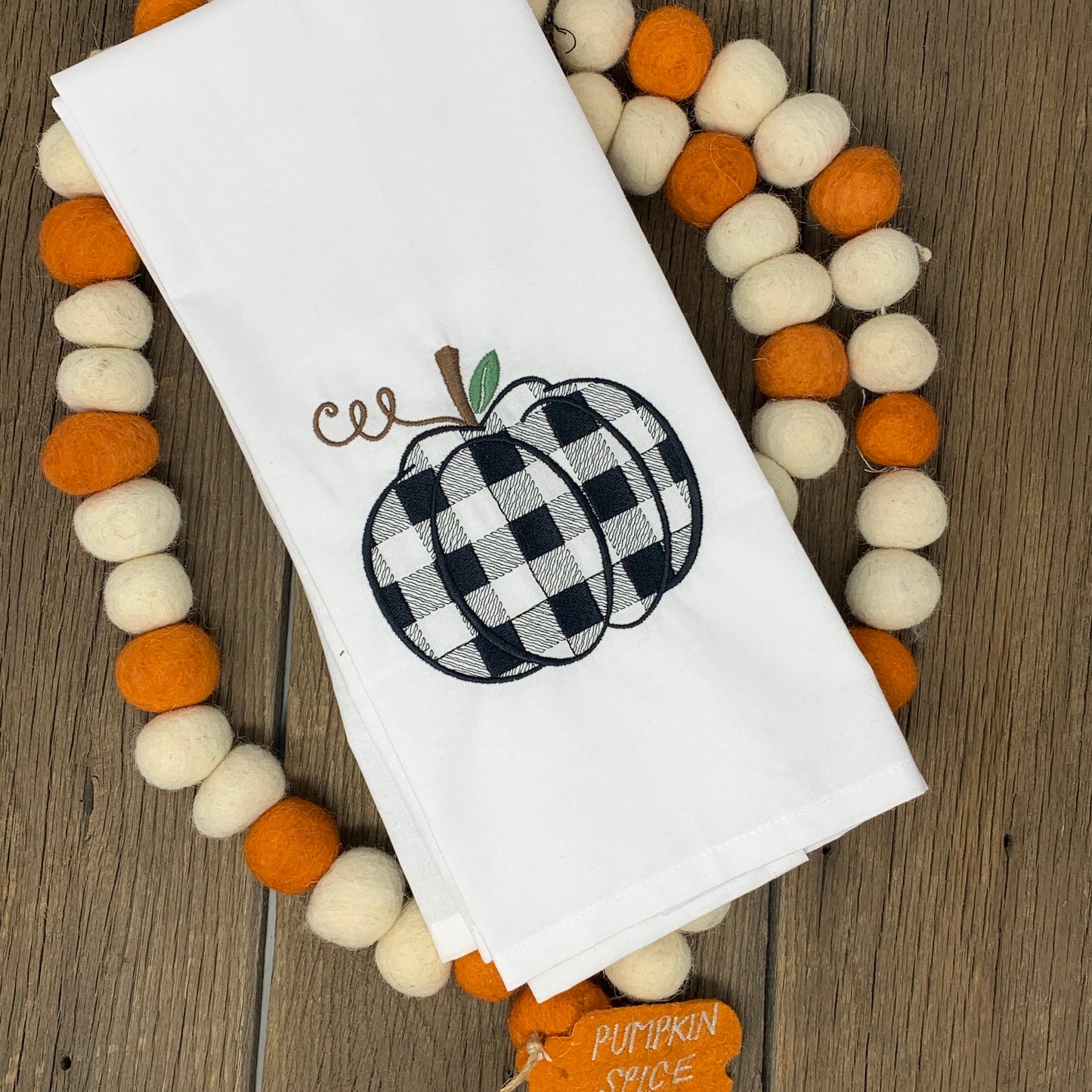 Kitchen Towel - Gingham Pumpkins Black