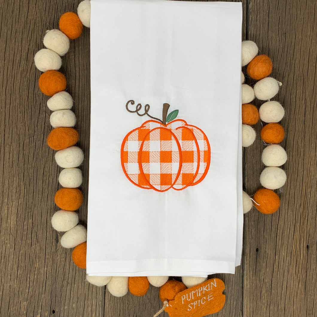 Kitchen Towel - Gingham Pumpkins Orange